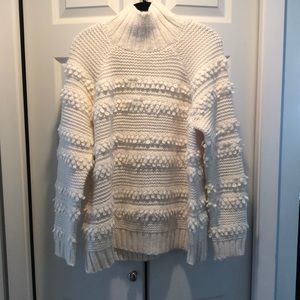 Lou & Grey ivory textured turtleneck sweater sz M